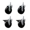 Service Caster 4 Inch Soft Rubber 12 MM Threaded Stem Caster Set 2 Brakes SCC SCC-TS20S414-SRS-M1215-2-PLB-2 - alternate 1